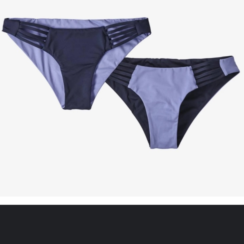 Patagonia Women's Swim Reversible Seaglass Bay Bikini bottoms in Neo/Navy XS